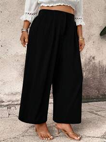 Breezaya Plus-Size Women's Simple & Loose-Fit Business Capris - Black - View 4