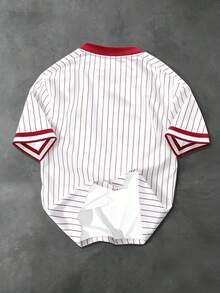 Chillumni 男士条纹字母印花圆领短袖T恤，时尚百搭 - 彩色 - 查看 2