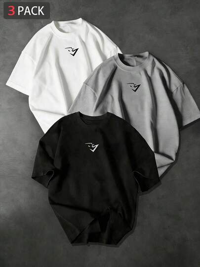 Sport MetroGents 3pcs/Set Men's Casual Versatile Round Neck Daily & Sports T-Shirts