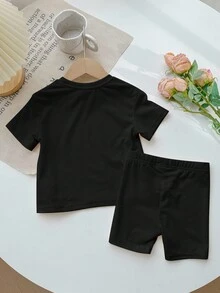 Mama's Girl ❤ Young Girl Casual Loose Short Sleeve T-Shirt And Shorts 2 Pieces Set, Suitable For Summer - Multicolor - View 2