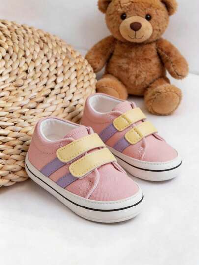 Zapatos de lona para bebe niño niña unisex con tipo piel sintética para bebés y niñas, con cintas suela suave, antideslizantes, para recién nacidos suela suave confort casual uso fácil