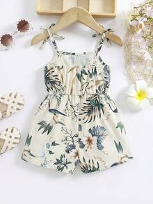 Travachic KIDS Bộ áo liền quần in hoa dễ thương cho bé gái, thích hợp cho kỳ nghỉ và mua sắm, mùa xuân/hè. - Nhiều màu - Xem 2