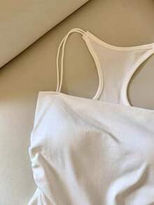 Franclia Women's Solid Color Backless Knit Camisole Top - White - View 3