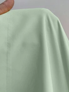 Maweii 2pcs/Set Atasan & Celana Pendek Longgar Warna Kuning Kasual untuk Liburan dan Perjalanan, Ukuran Plus, Cocok untuk Musim Semi, Musim Panas, Musim Gugur - Mint Green - View 6