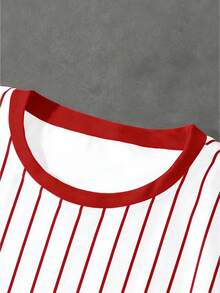 Chillumni 男士条纹字母印花圆领短袖T恤，时尚百搭 - 彩色 - 查看 6