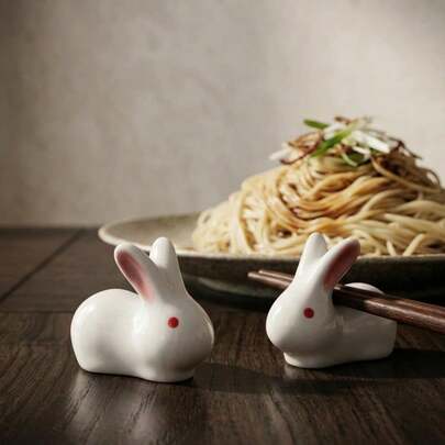 Cirelle 1 chiếc giá đỡ đũa bằng gốm hình thỏ dễ thương, giá đỡ thìa dĩa sáng tạo, giá để đũa nhà bếp, thích hợp làm quà tặng Giáng sinh, Halloween, Năm mới.