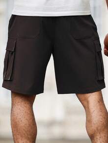 Manfinity Homme Plus Size Men's Solid Color Casual Shorts - Brown - View 2