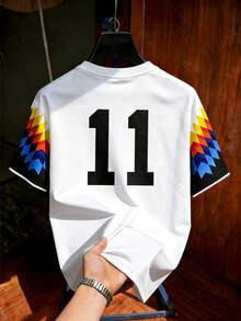 Aesthetic Post Football Soccer Style   Serrated Print Short Sleeve Soccer Jersey Men's Graphic T-Shirt Graphic T-Shirt Men's Fashionable Sports Jacket Men's Soccer/Football T-Shirt Men Shirt Men Tops  World Cup Shirts - Multicolor - View 2