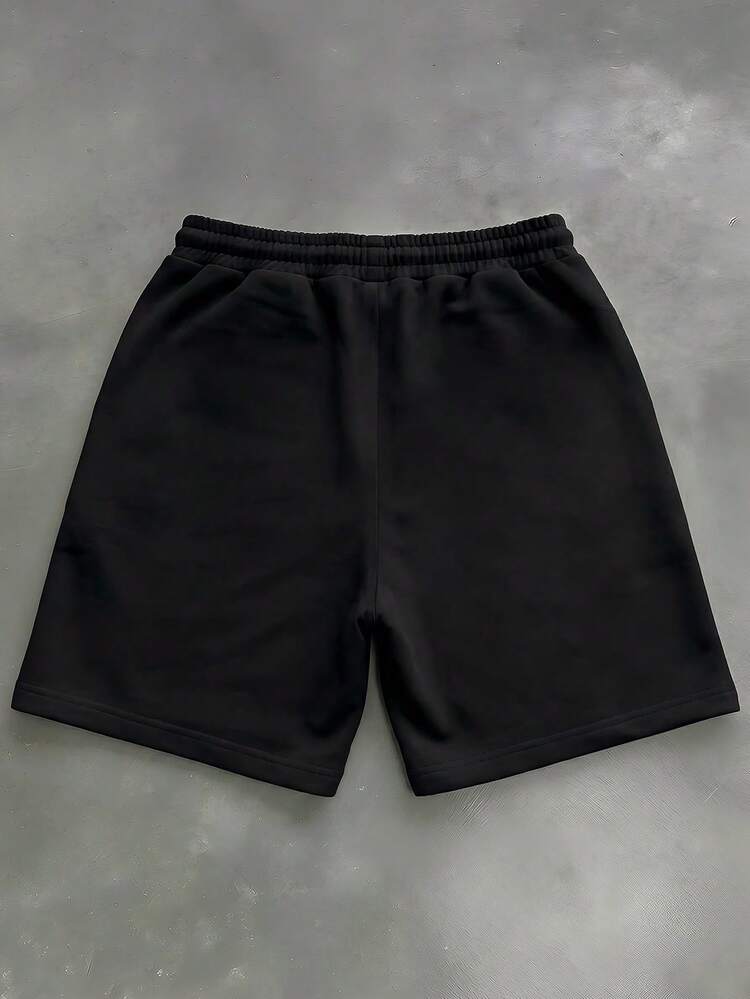 Drawstring Casual Shorts With Logo Print
