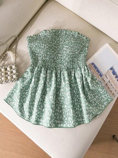 CosyJoli Große Größen Damen Blümchen Bandeau-Top für den Urlaub