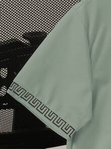 SHEIN Vacaura Áo polo tay ngắn in hình hiệp sĩ, phong cách thường ngày mùa hè cho bé trai, thích hợp đi làm, đi nghỉ mát. - màu xanh lá - Xem 4