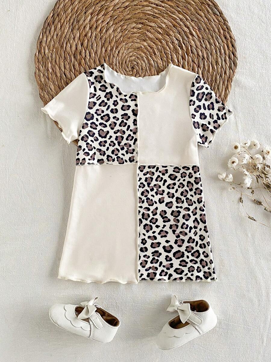 SHEIN Sparklyn Đầm ngắn tay cổ tròn ôm sát, màu hồng nhạt, dễ thương và ngọt ngào kiểu Y2K, đa năng, dễ phối đồ hàng ngày, có gân, đường may tương phản. - Nhiều màu - Xem 1
