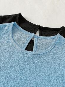 SHEIN Tween Girl Wavy Ribbon Patchwork Round Neck Tank Top And Shorts Casual Set - Multicolor - View 12