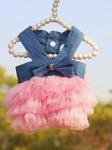 PETSIN 1件条纹网纱蓬蓬裙，适合小型和中型犬猫，春夏宠物服装 - 彩色 - 查看 11