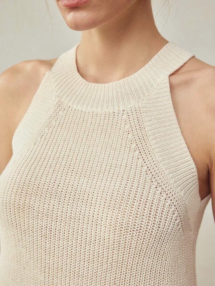 SOLID COLOR HALTER NECK KNIT TOP, SPRING/SUMMER