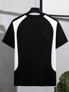 Manfinity Homme Áo thun nam cổ tròn tay raglan phối màu đen trắng tối giản, phong cách Los Angeles. - Nhiều màu - Xem 2