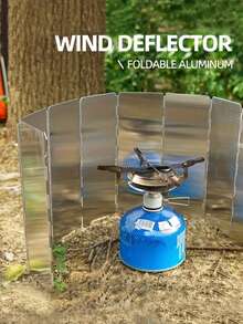 Camping Windshield, Foldable Portable Wind Screen For Outdoor Stove, Aluminum Alloy Wind Guard, Lightweight Essential Accessory For Hiking Picnic Backpacking, Polished Finish Outdoor Gear - Silver - View 6