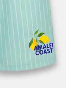 SUMWON Quần bơi nam màu bạc hà kẻ sọc với họa tiết chanh vùng biển Amalfi, thích hợp cho kỳ nghỉ hè ở bãi biển. - màu xanh lá - Xem 3