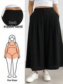 Shapeblank Quần/váy nữ cỡ lớn thời trang xuân/hè, dáng rộng thoải mái, thoáng mát, đa năng, tôn dáng, màu đen, cạp chun, ống rộng, thích hợp mặc hàng ngày, quần nữ, trang phục mùa hè, kiểu dáng đơn giản, quần rộng, phong cách mùa hè châu Âu. - màu đen - Xem 1