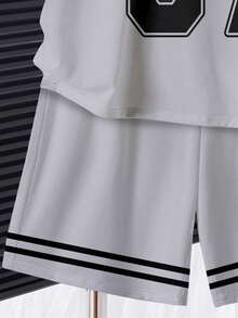Tween Boy Casual Comfortable Minimalist Round Neck Short Sleeve T-Shirt And Shorts Set - White - View 6