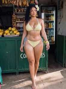SHEIN Swim Mod 大码女式两件套随机印花吊带性感沙滩度假比基尼泳衣 - 彩色 - 查看 6