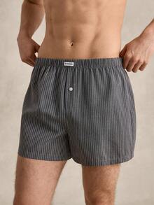 1 chiếc quần sọc thường ngày dành cho nam - Xám - Xem 3