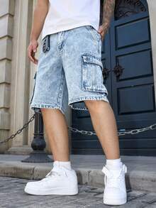 Manfinity EMRG Men's Casual Loose Fit Denim Shorts, Versatile Summer Wear - Light Wash - View 5