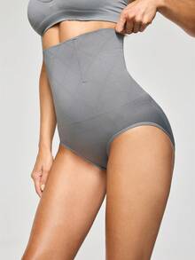 SHAPORA Grey High Elasticity Waist Shaping Slimming Bodysuit Bottom, Minimalist Everyday Wear For Women - Grey - View 3