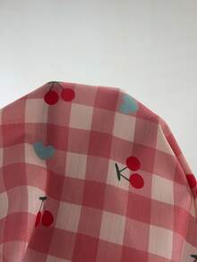 Napfluff Bộ đồ ngủ nữ tay ngắn và quần short in hình trái tim anh đào, viền bèo nhún, kiểu dáng dễ thương, phù hợp mặc trong nhà và ngoài trời, mùa xuân/hè. - Hồng - Xem 7