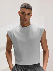 Driftmere Men's Casual Washed Vintage Wide Shoulder Tank Top Cotton Tank Top Men Sleeveless Tee Cotton Tops Gym - Grey - View 1