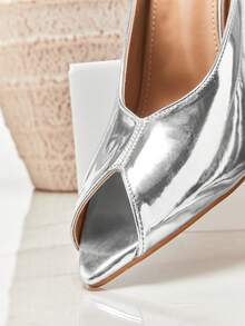 SHUZIA Ladies Sexy Stiletto Heel Slip-On Sandals Summer Shoes - Silver - View 2