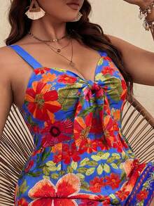 Travachic Bộ áo liền quần in hoa cỡ lớn dành cho nữ, bộ đồ bơi 2 mảnh mùa hè, váy đi biển nữ, bộ đồ bơi nữ, đồ bơi cỡ lớn dành cho nữ, đồ bơi che phủ toàn thân. - Nhiều màu - Xem 1