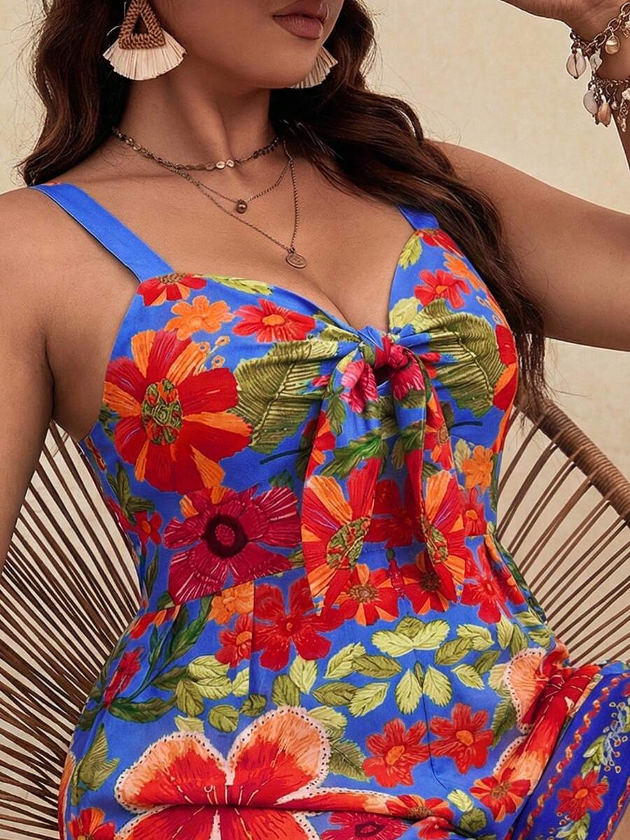 Travachic Bộ áo liền quần in hoa cỡ lớn dành cho nữ, bộ đồ bơi 2 mảnh mùa hè, váy đi biển nữ, bộ đồ bơi nữ, đồ bơi cỡ lớn dành cho nữ, đồ bơi che phủ toàn thân. - Nhiều màu - Xem 1