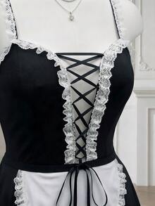 Fantasy Costume Fantasy Costume 大码蕾丝拼接内衣 - 黑與白 - 查看 8