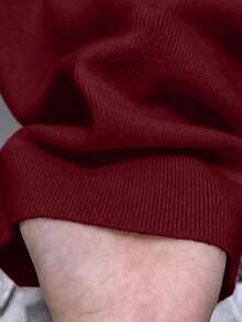 NostaNoir Suéter casual de mujer de cuello redondo y manga corta de unicolor - Rojo - Ver 3