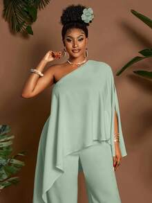 Maweii 2pcs/Set Atasan & Celana Pendek Longgar Warna Kuning Kasual untuk Liburan dan Perjalanan, Ukuran Plus, Cocok untuk Musim Semi, Musim Panas, Musim Gugur - Mint Green - View 5