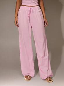 SHEIN Forever 21 2pcs Women Casual Solid Color Camisole And Pants Pink Set - Pink - View 6