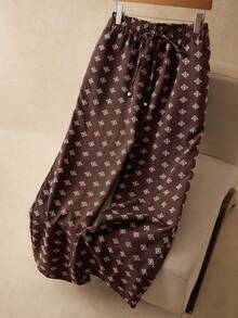 Elaquor Pantalones casuales con estampado talla grande, pantalones de yoga, pantalones de mujer, pantalones impresos - Café integral - Ver 7