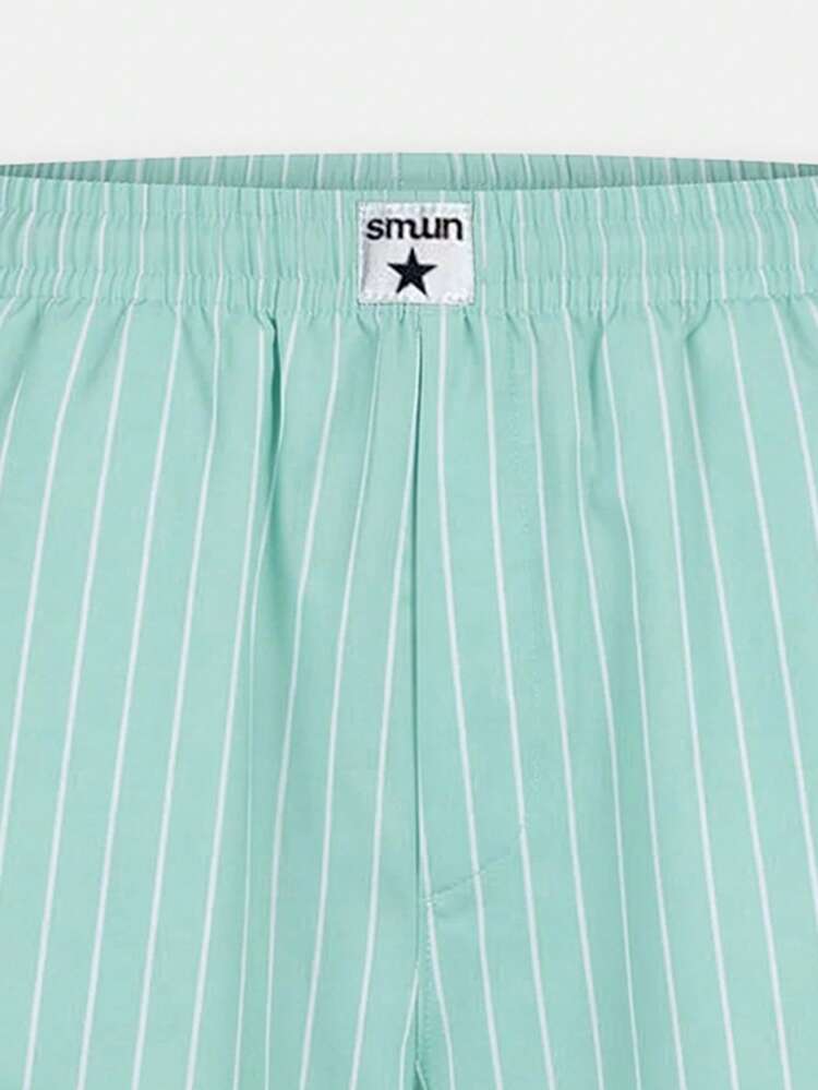 Pantalones cortos de baño con rayas en menta y estampado de limones de la de Amalfi para vacaciones de verano en la playa para niños
