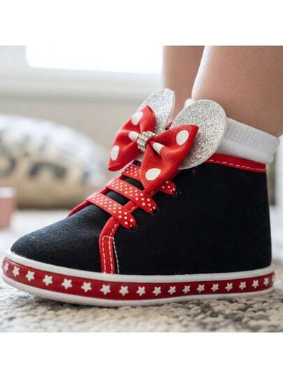 Zapatos de lona para bebe niño niña unisex lona sintética para bebés y niñas, con cordones, suela suave, antideslizantes, para recién nacidos suela suave confort casual moños