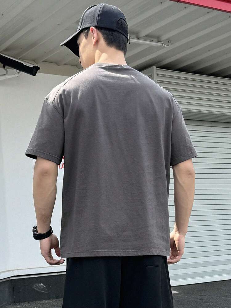 Men Simple Summer T-Shirt With Letter Print,Fall Clothes