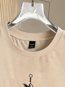 Manfinity Joysei 男士休闲太阳印花无袖背心，夏季 - 卡其色 - 查看 4