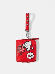 HELLO KITTY AND FRIENDS | SHEIN 1pc Ladies Fashionable Sweet Cute Versatile Street Red Pattern Printed Rivet Small Handbag/Crossbody  Bag, Can Be Used As A Small Hanging Bag (Detachable Long Chain Shoulder Strap) - Red 1 - View 3