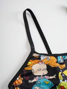 Nick 90s | SHEIN 女士彩色印花内衣套装 - 黑色 - 查看 4