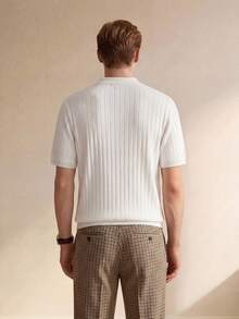 Manfinity CityGents 男士夏季针织刺绣 Polo 衫 - 白色 - 查看 5