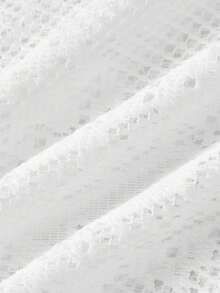 ROMWE Set casual e romantico da vacanza, bianco, a 2 pezzi, con motivo a pizzo traforato e a forma di anacardi - Bianco - Visualizzare 12