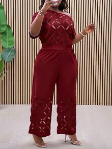 Slaydiva Bộ đồ hai mảnh cỡ lớn, hở vai, thêu hoa, chất liệu nhẹ, thích hợp cho kỳ nghỉ thanh lịch. - Màu Đỏ Sâu - Xem 6