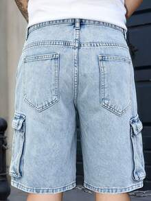 Manfinity EMRG Men's Casual Loose Fit Denim Shorts, Versatile Summer Wear - Light Wash - View 8