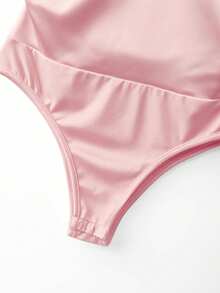 Franclia 女士夏季时尚褶皱奢华收腰Polo领连体衣 - 粉色 - 查看 5