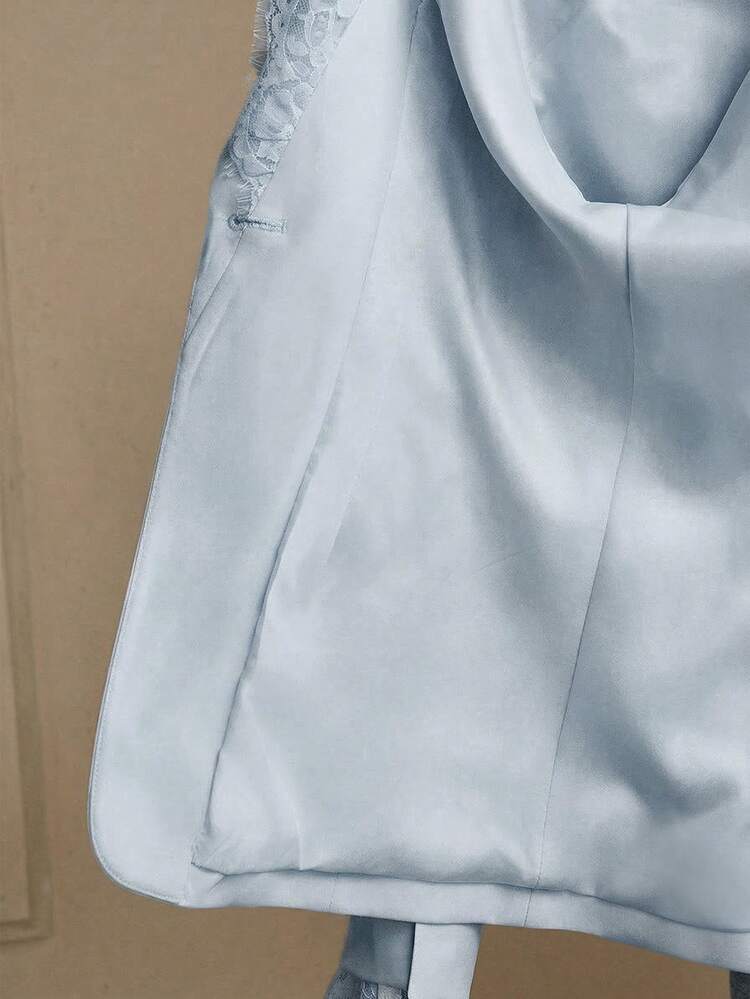 Anewsta Women's Elegant Lace Patchwork Blazer Suit, Formal Slim Fit Single-Button Jacket And Pants Set, Suitable For Party, Chic, Work, Graduation, Wedding, Red Dress